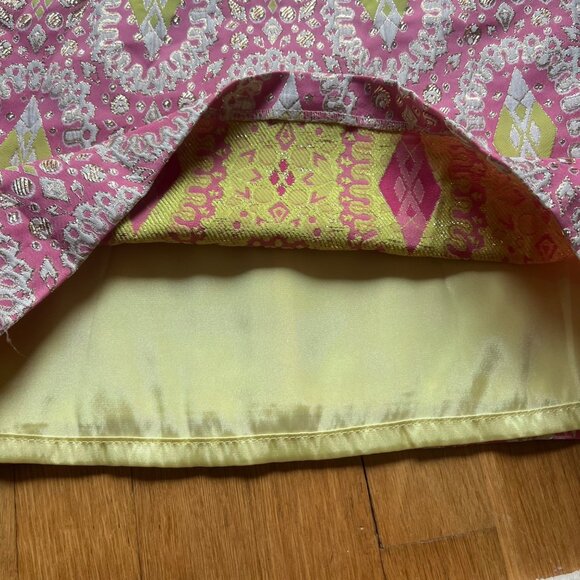 Milly Sz 4 Pink Gold Metallic Brocade Embroidered Sleeveless Cutout Sheath Dress - Picture 12 of 15